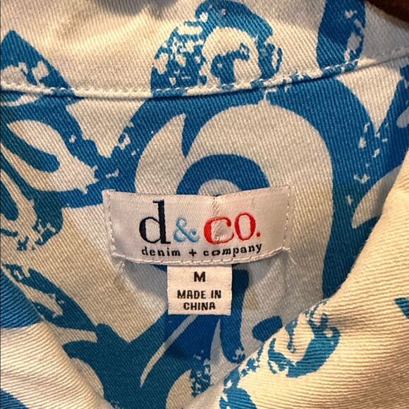 Denim&Co Blue and White Patterned Jean Jacket Size Medium - Picture 2 of 5